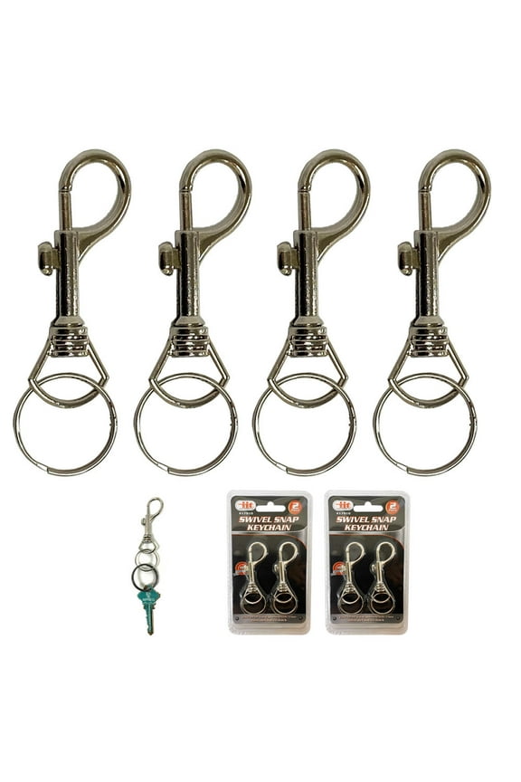 Lot Of 4 Jumbo Snap Clip Keychains Rings Swivel Trigger Round Eye Lobster Clasp