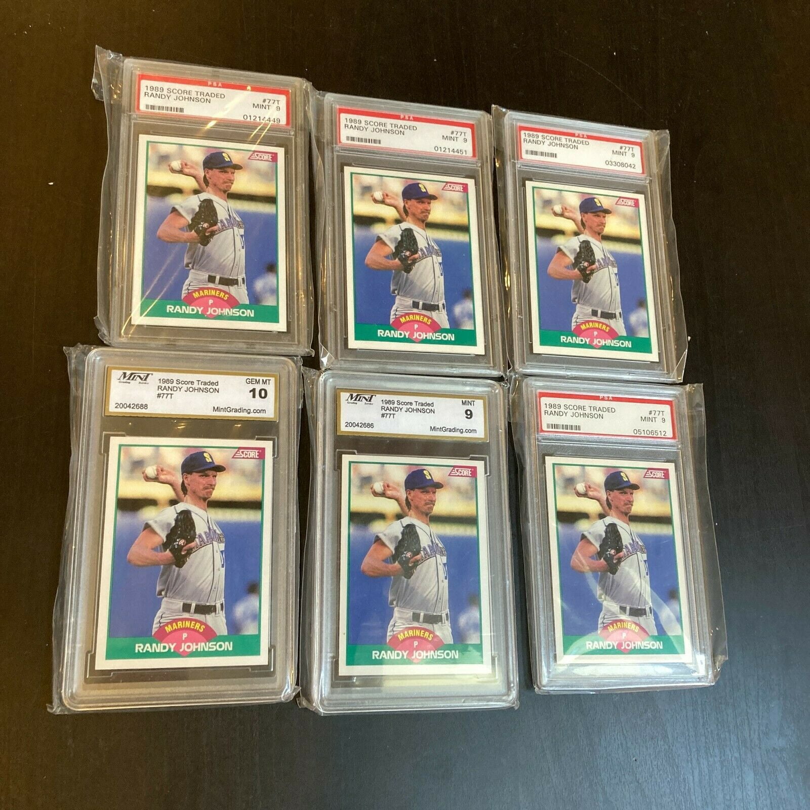 Lot Of (6) 1989 Score Traded Randy Johnson RC With (4) PSA 9 Mint ...