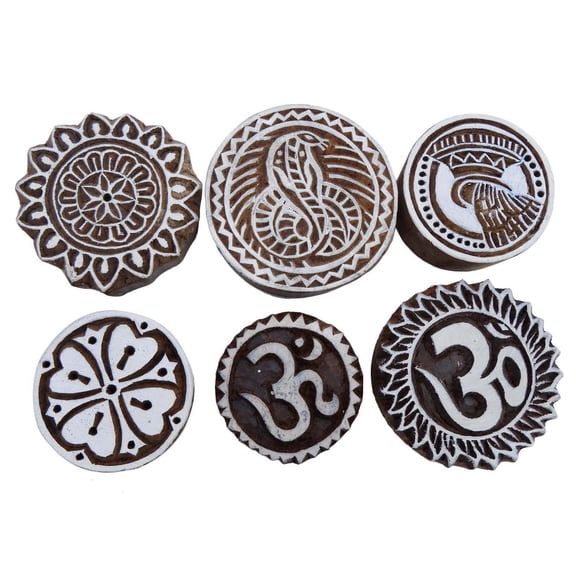 Lot Of 6 Pcs Hand Carved Printing Block Wooden Scrap Book Stamps Border Stamp