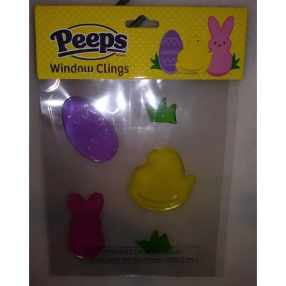 Lot Of 7 Peeps Easter Window Clings 4 Piece 1 Egg 1 Chick & 2 Grass Just Born
