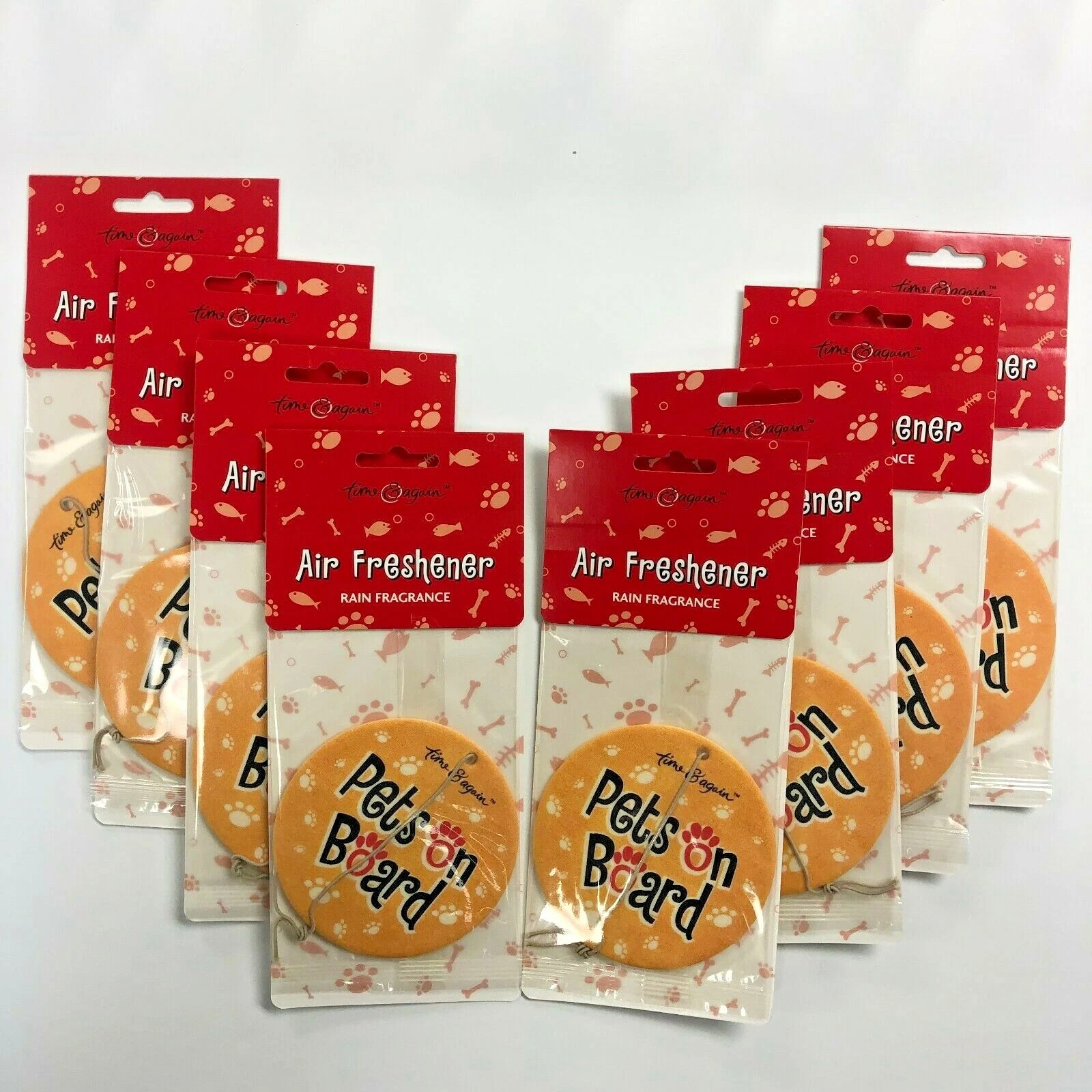 Lot Of (8) Hanging Car Air Freshener Pets On Board, Rain Fragrance Closet Home