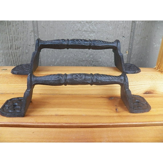 Lot/Set 2 Large 8.5" Cast Iron Classic Rustic Gate Shed Barn Pull Door Handle