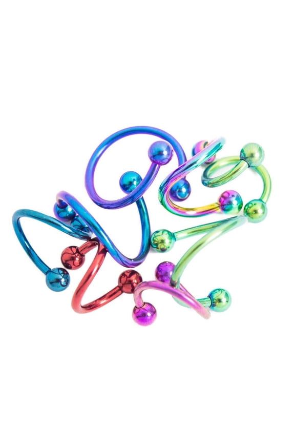 Lot Twister Spiral Rings Mix Sizes 16g Cartilage,Nipple,Nose,Lip 8pc