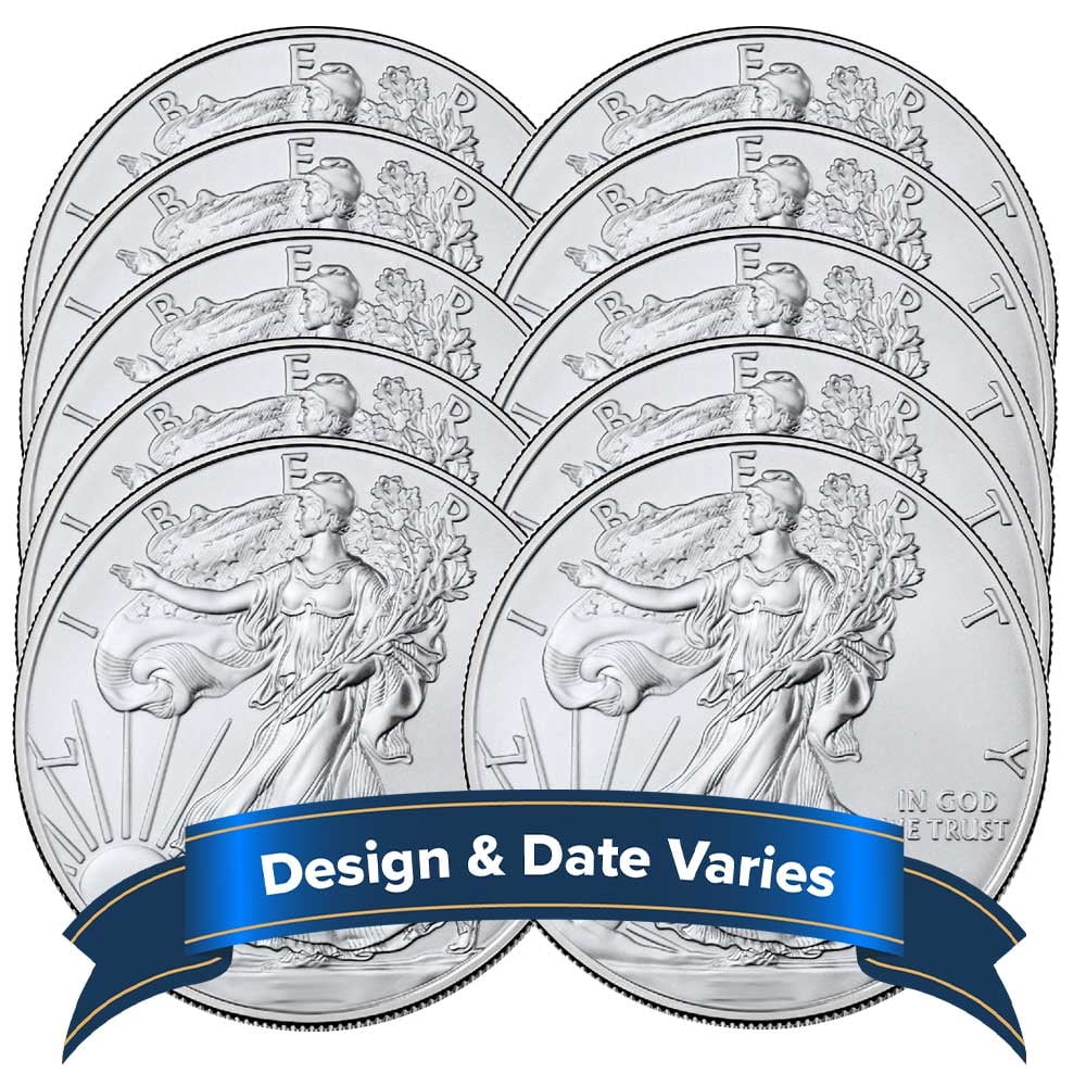 UNITED STATES MINT Lot of 10 - $1 American Silver Eagle 1 oz Random Year BU