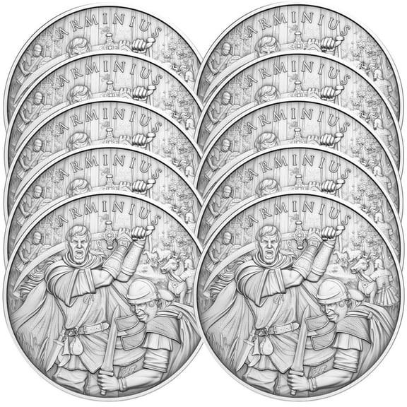 Lot of 10 - 1 Troy oz Arminius Design .999 Fine Silver Round
