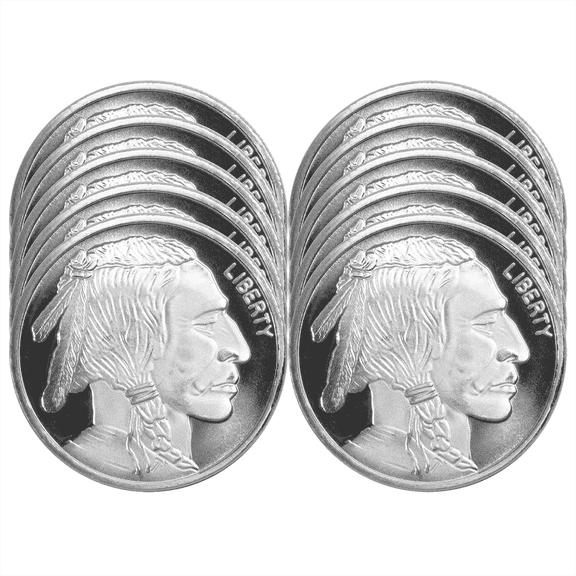 Lot of 10 - 1 Troy oz Buffalo .999 Fine Silver Round