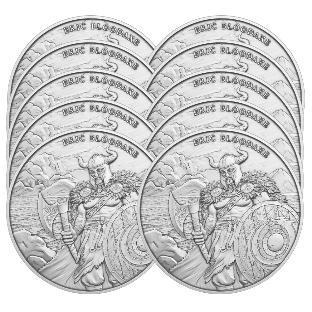 SILVERTOWNE MINT Lot of 10 - 1 Troy oz Eric Bloodaxe Design .999 Fine Silver Round