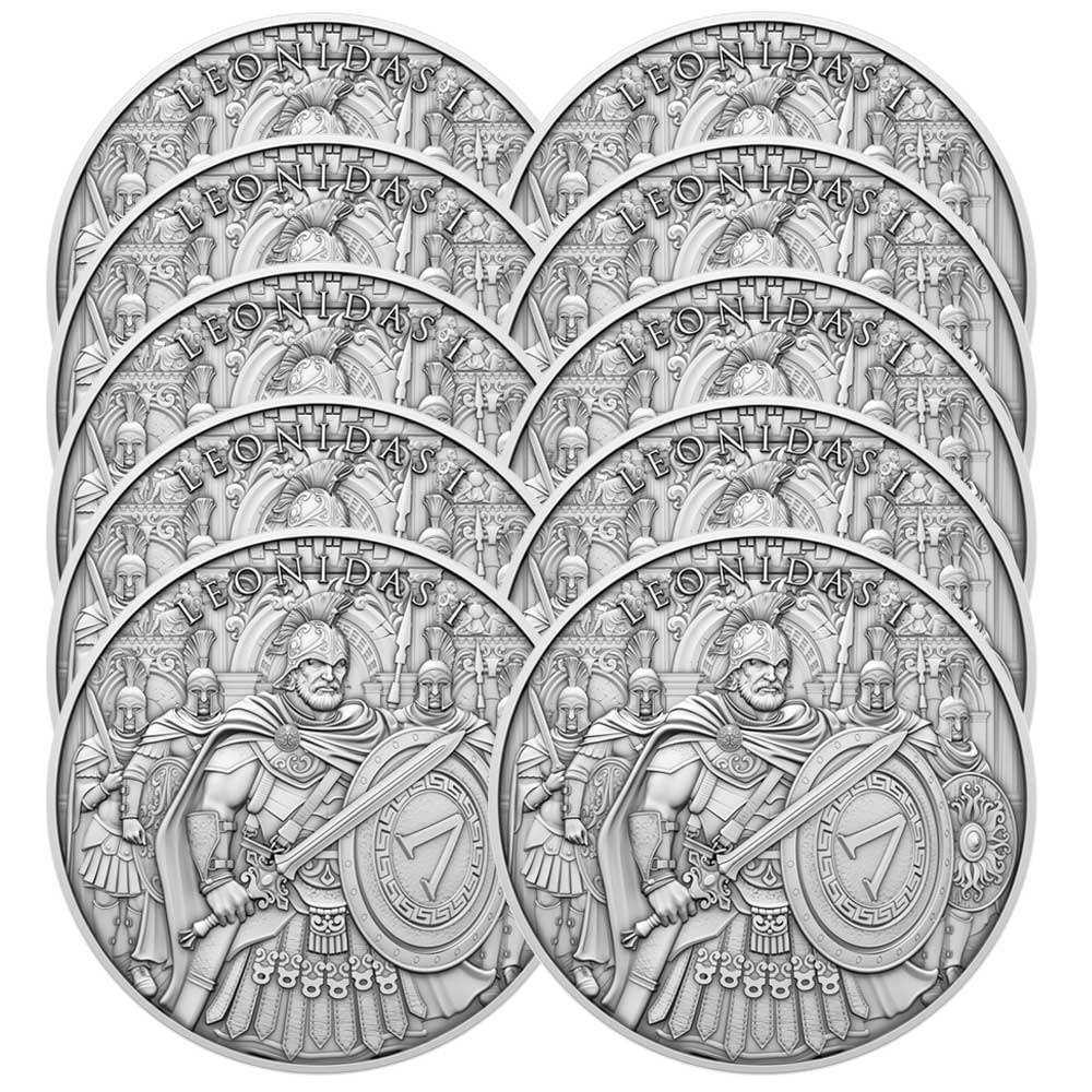 SILVERTOWNE MINT Lot of 10 - 1 Troy oz Leonidas Design .999 Fine Silver Round