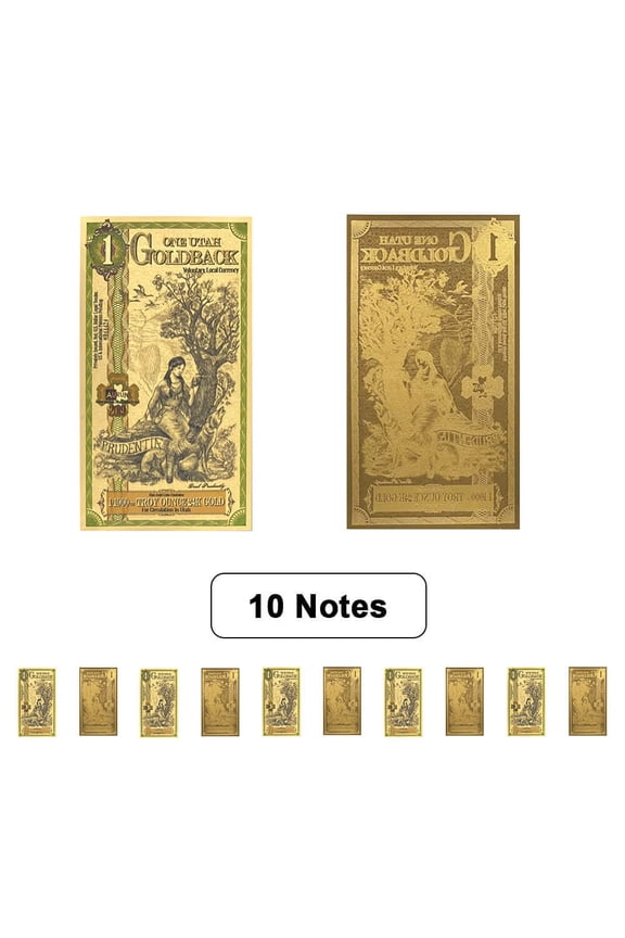 Lot of 10 - 1 Utah Goldback 1/1000 oz 24K Gold Foil Aurum Note