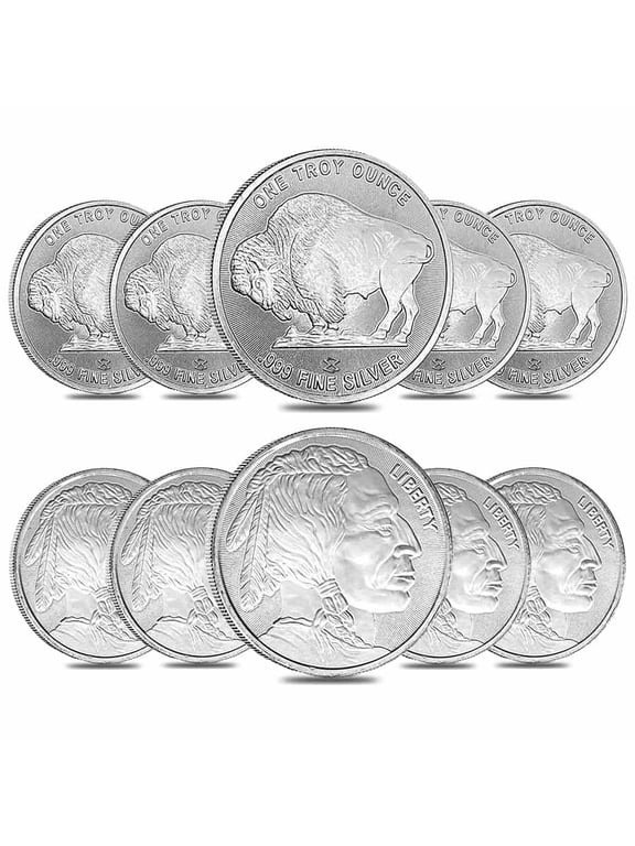 Lot of 10 - 1 oz Elemetal Buffalo Silver Round .999 Fine
