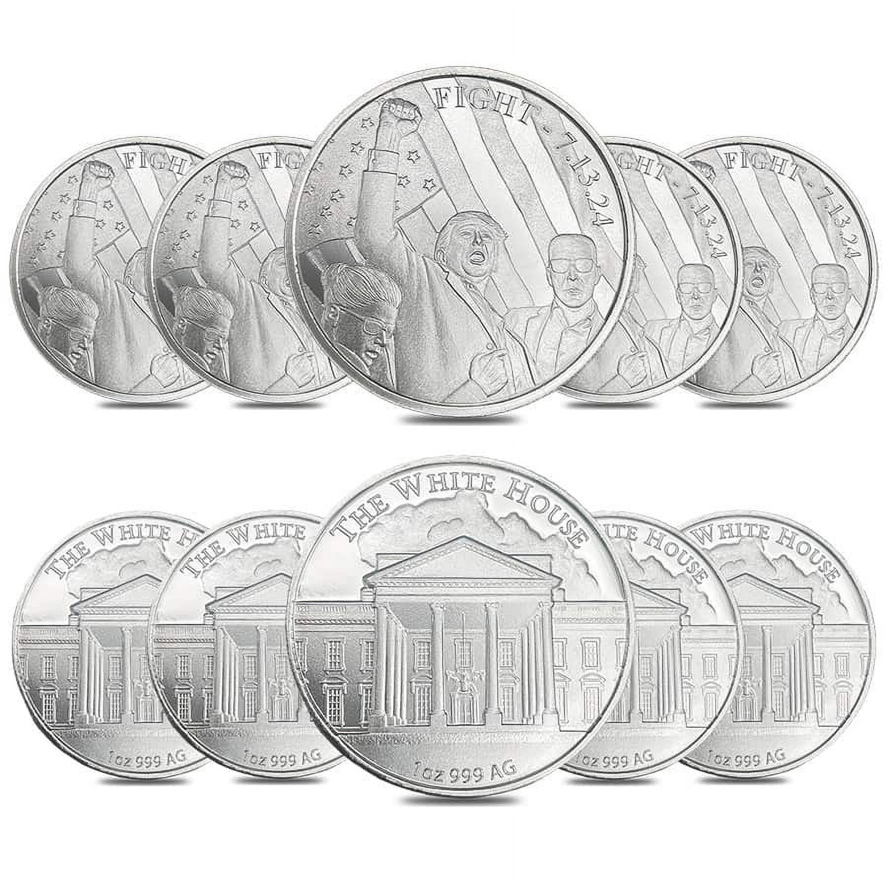 ELEMETAL MINT Lot of 10 - 1 oz President Fight Silver Round .999 Fine
