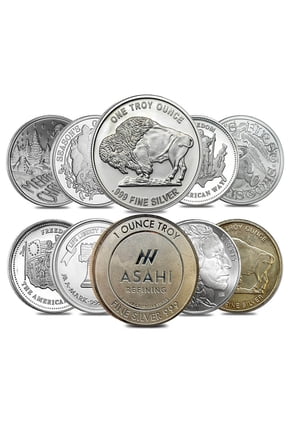 Lot of 10 - 1 oz Silver Generic Rounds .999 Fine (Varied Condition)