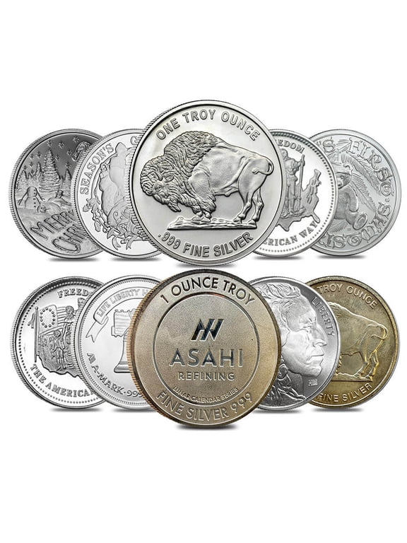 Lot of 10 - 1 oz Silver Generic Rounds .999 Fine (Varied Condition)
