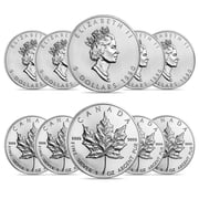 Lot of 10 - 1990 1 oz Silver Canadian Maple Leaf .9999 Fine $5 Coin BU Sealed