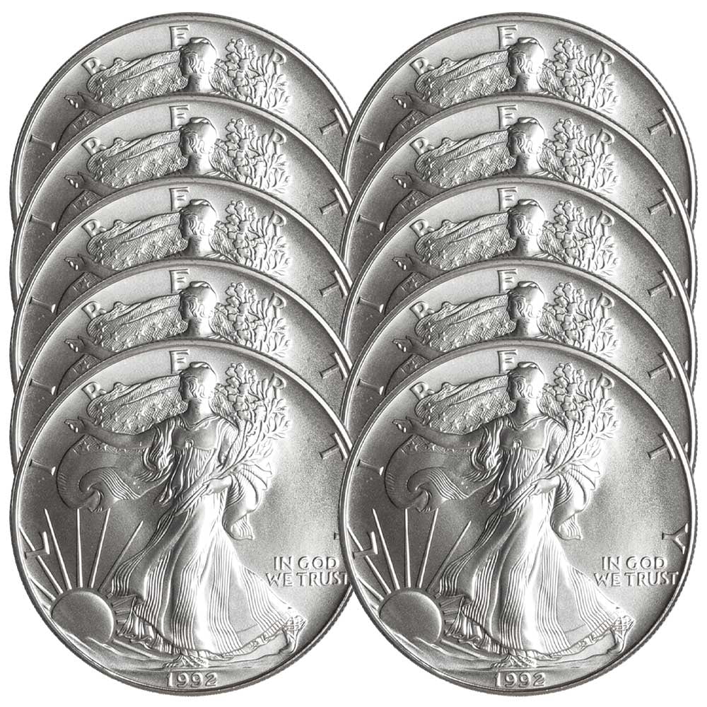 UNITED STATES MINT Lot of 10 - 1992 $1 American Silver Eagle 1 oz BU