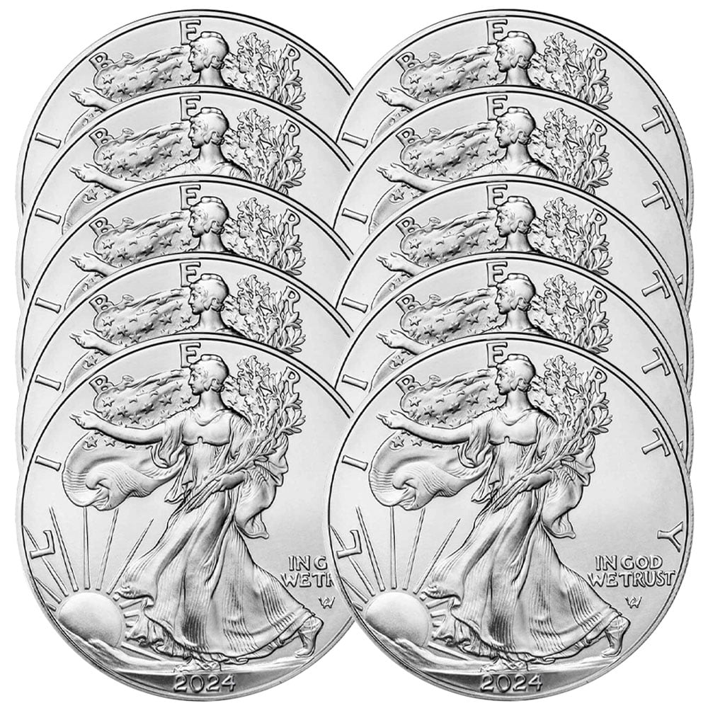 Lot of 10 2024 1 American Silver Eagle 1 oz BU