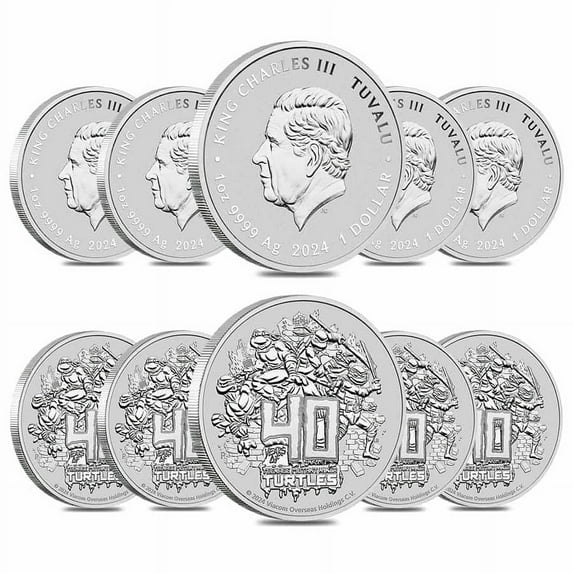 Lot of 10 - 2024 1 oz Tuvalu Teenage Mutant Ninja Turtles™ 40th Ann. Silver Coin BU