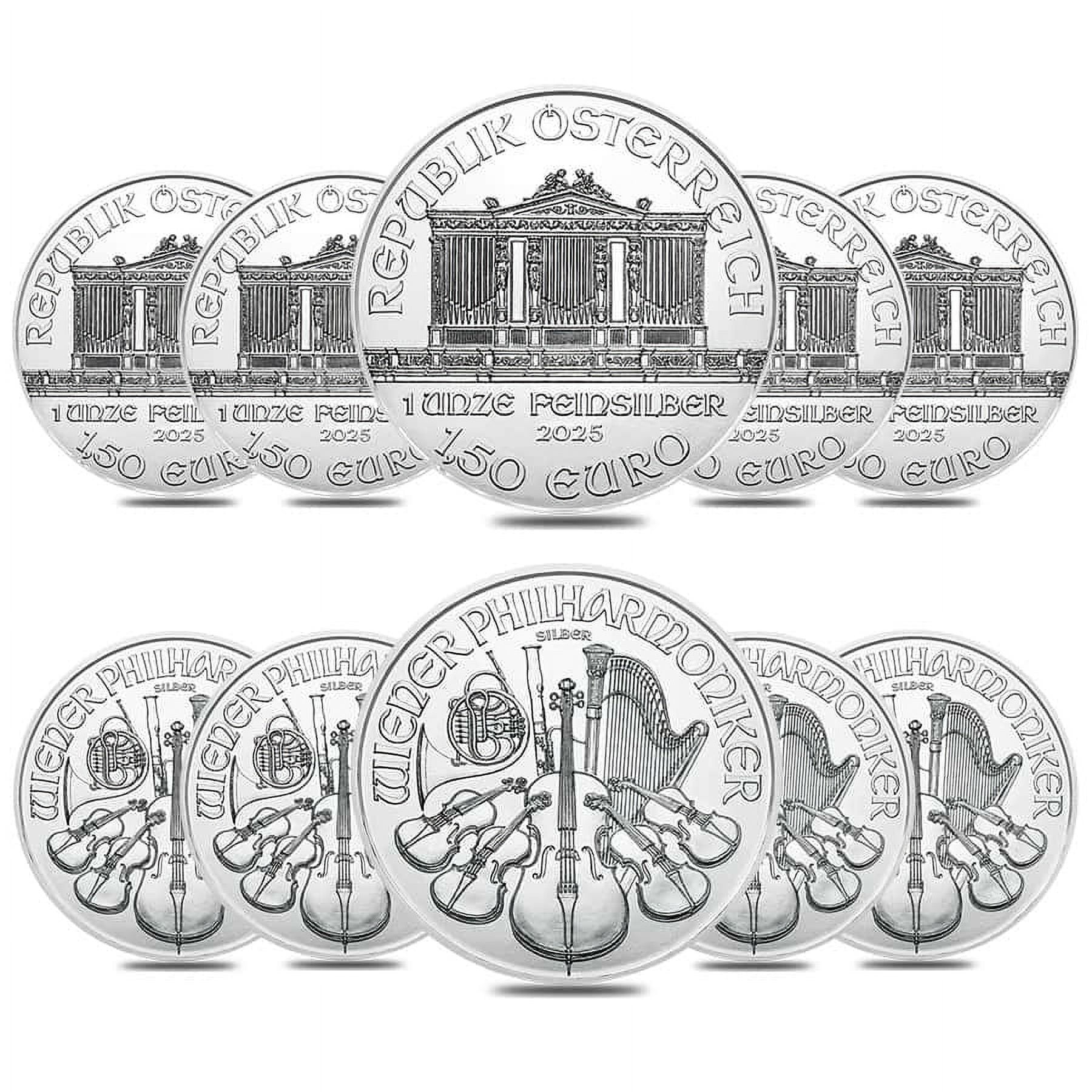 AUSTRIA MINT Lot of 10 - 2025 1 oz Austrian Silver Philharmonic Coin BU