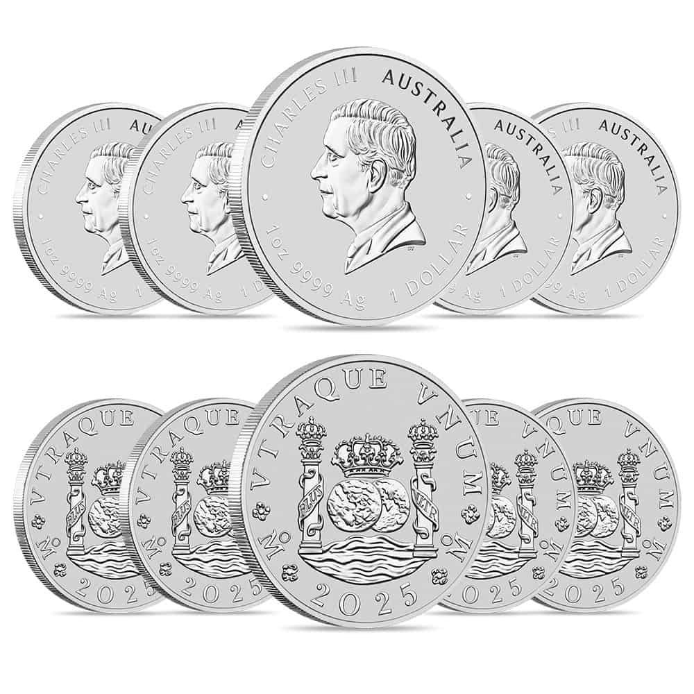 PERTH MINT Lot of 10 - 2025 1 oz Silver Pillar Dollar Australian Proclamation 225th Ann Coin BU .9999 Fine