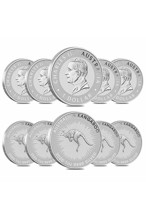 Lot of 10 - 2026 1 oz Australian Silver Kangaroo Perth Mint BU