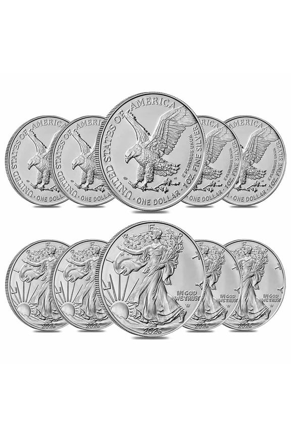 Lot of 10 - 2026 1 oz Silver American Eagle $1 Coin BU