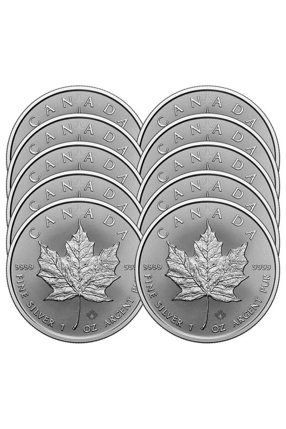 Lot of 10 - 2026 $5 Silver Canadian Maple Leaf 1 oz BU