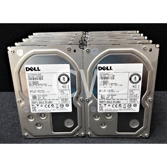 Lot of 10 Dell CWJ92 3TB 7200RPM 6Gb/s 3.5" SAS Hard Drive HUS723030ALS640