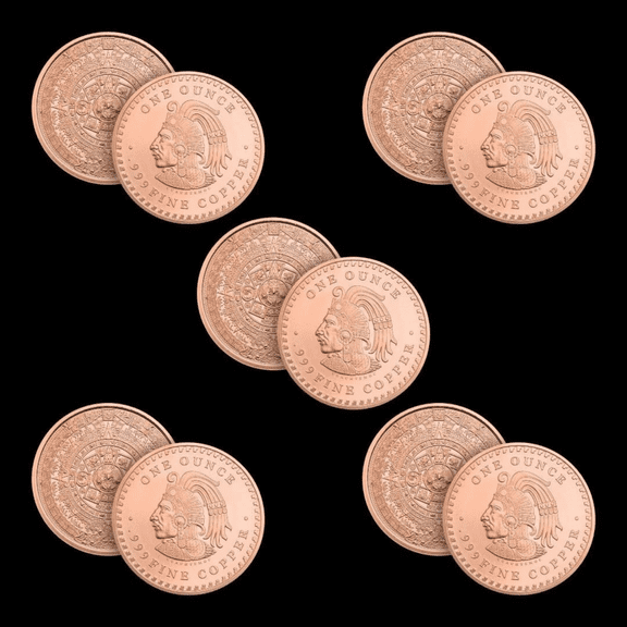 (Lot of 10) Golden State Mint (GSM) Aztec Mayan Calendar 1 oz Copper Round