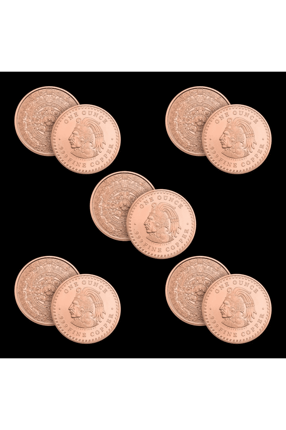 (Lot of 10) Golden State Mint (GSM) Aztec Mayan Calendar 1 oz Copper Round