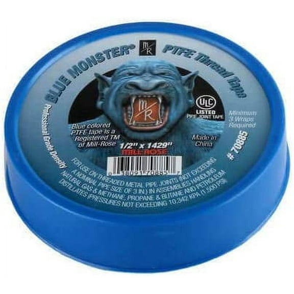 Lot of 10 Rolls Blue Monster Tape 70885 PTFE Teflon Thread Tape 1/2" x 1429"