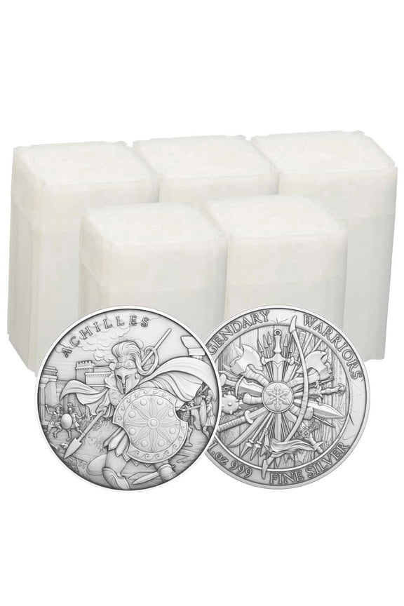 Lot of 100 - 1 Troy oz Achilles Design .999 Fine Silver Round