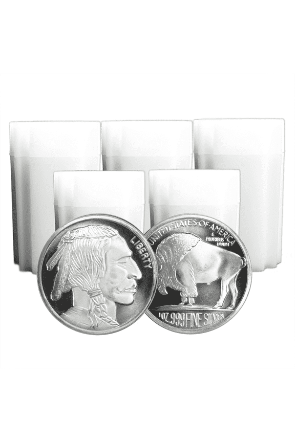 Lot of 100 - 1 Troy oz Buffalo .999 Fine Silver Round 5 Full Rolls