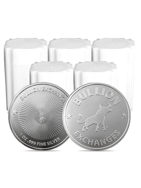 Lot of 100 - 1 oz Bullion Exchanges Silver Round .999 Fine
