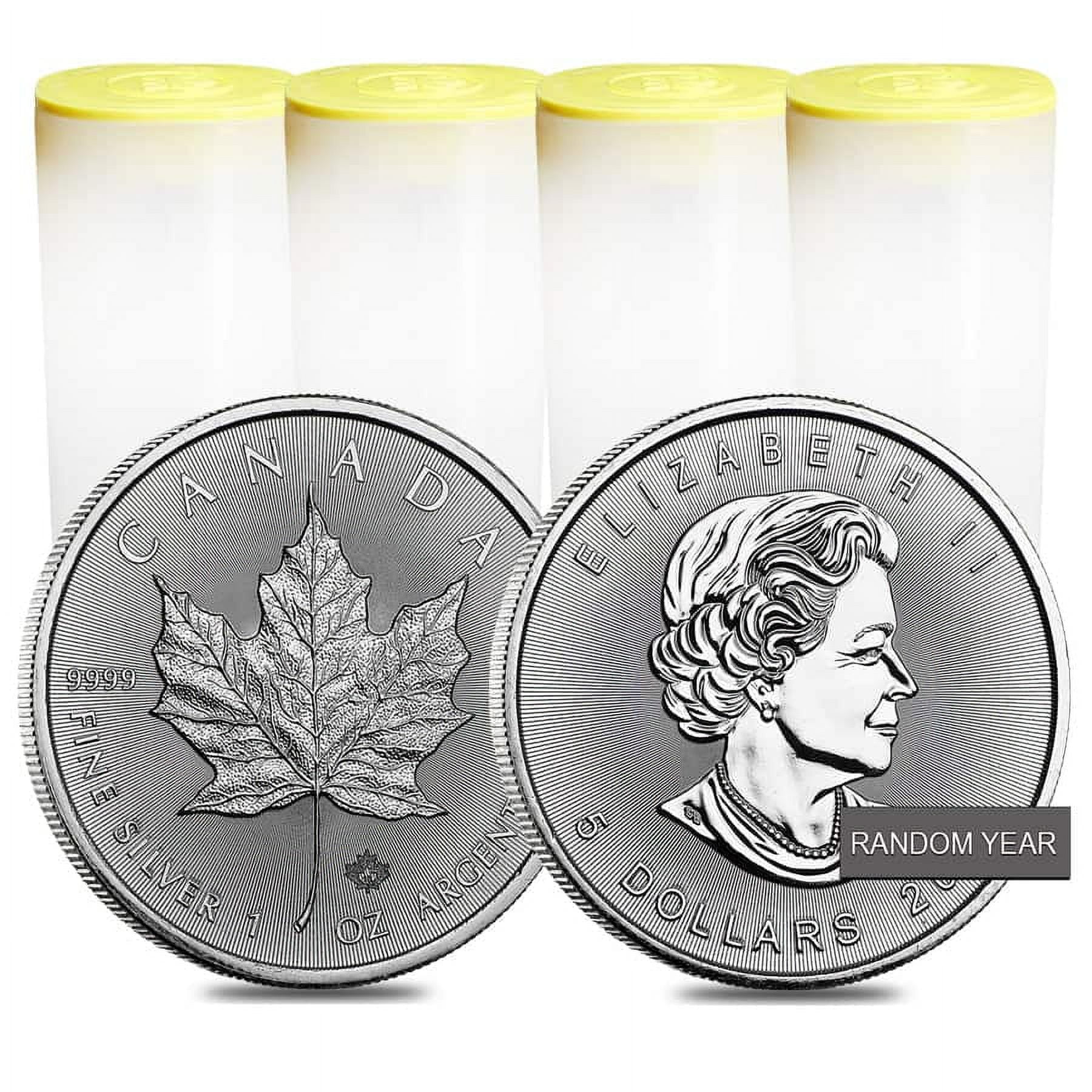 ROYAL CANADIAN MINT Lot of 100 - 1 oz Silver Canadian Maple Leaf BU (Random Year)