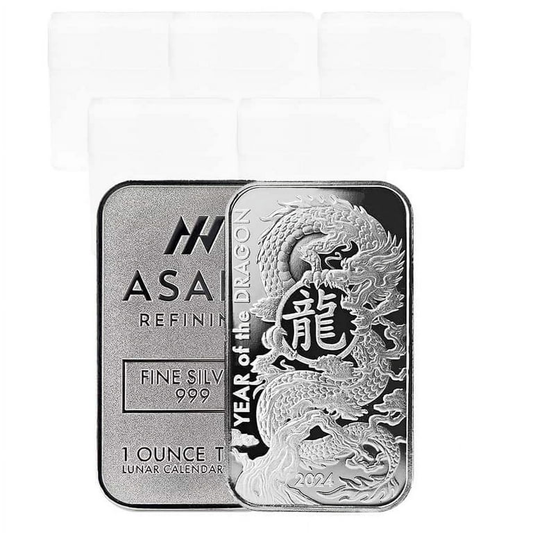 Asahi 2024 Lunar Dragon 1 oz Silver Bar - Lot of 100, .999 Fine