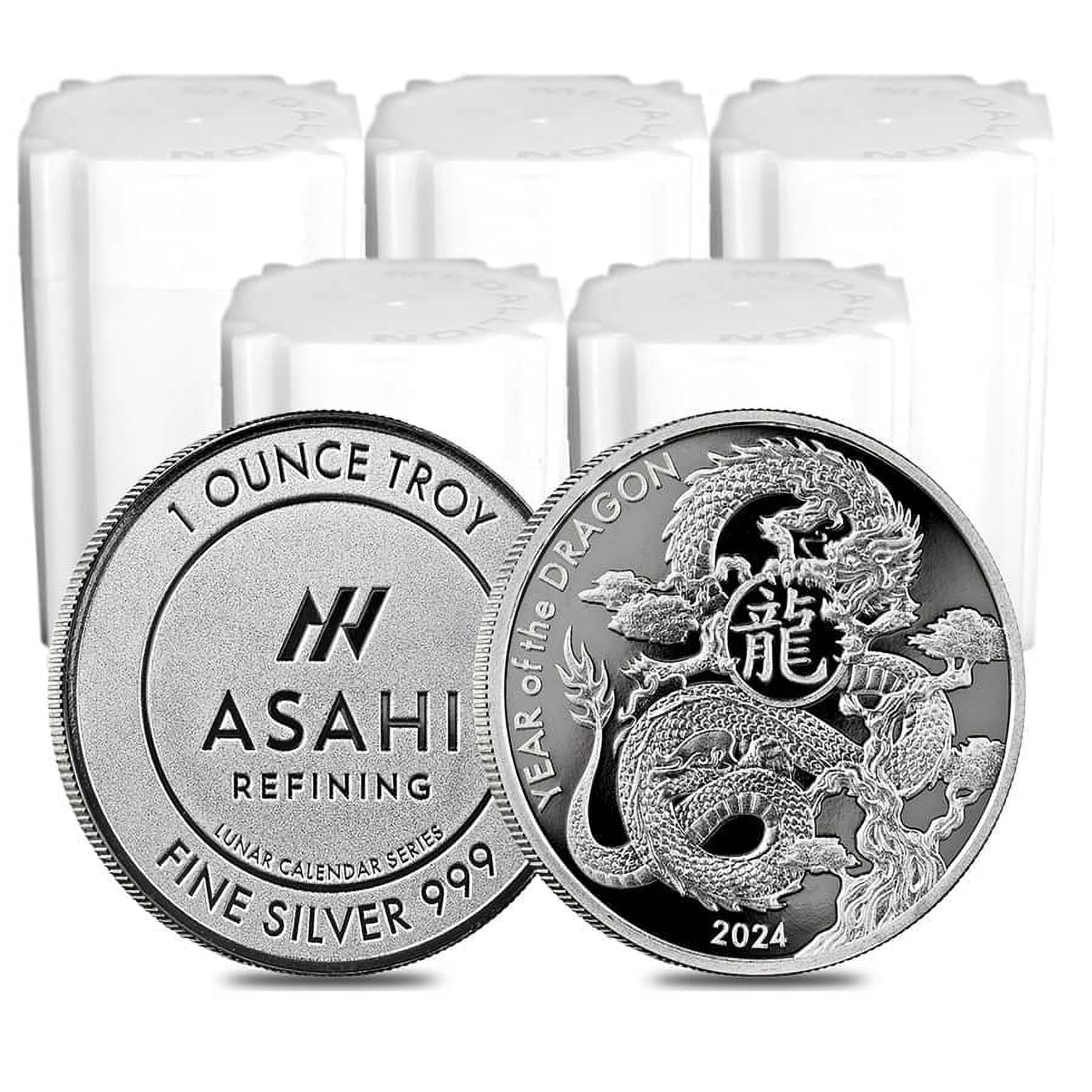 ASAHI INDUSTRY Lot of 100 - 2024 1 oz Asahi Lunar Dragon Silver Round .999 Fine