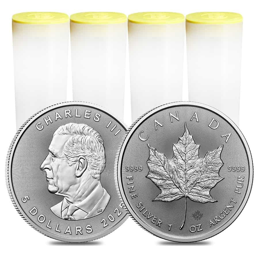 ROYAL CANADIAN MINT Lot of 100 - 2025 1 oz Canadian Silver Maple Leaf Coin BU
