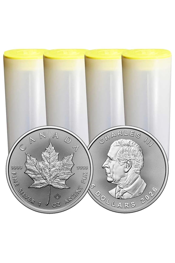 Lot of 100 - 2026 $5 Silver Canadian Maple Leaf 1 oz BU