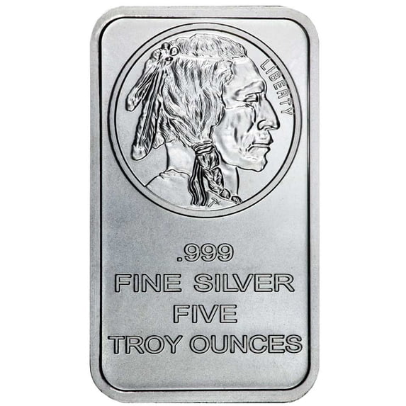 5 Troy oz Buffalo .999 Fine Silver Bar Sealed