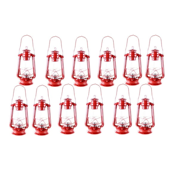 Lot of 12 - 12 Inch Red Hurricane Kerosene Lantern Light Table Decorative Lamp