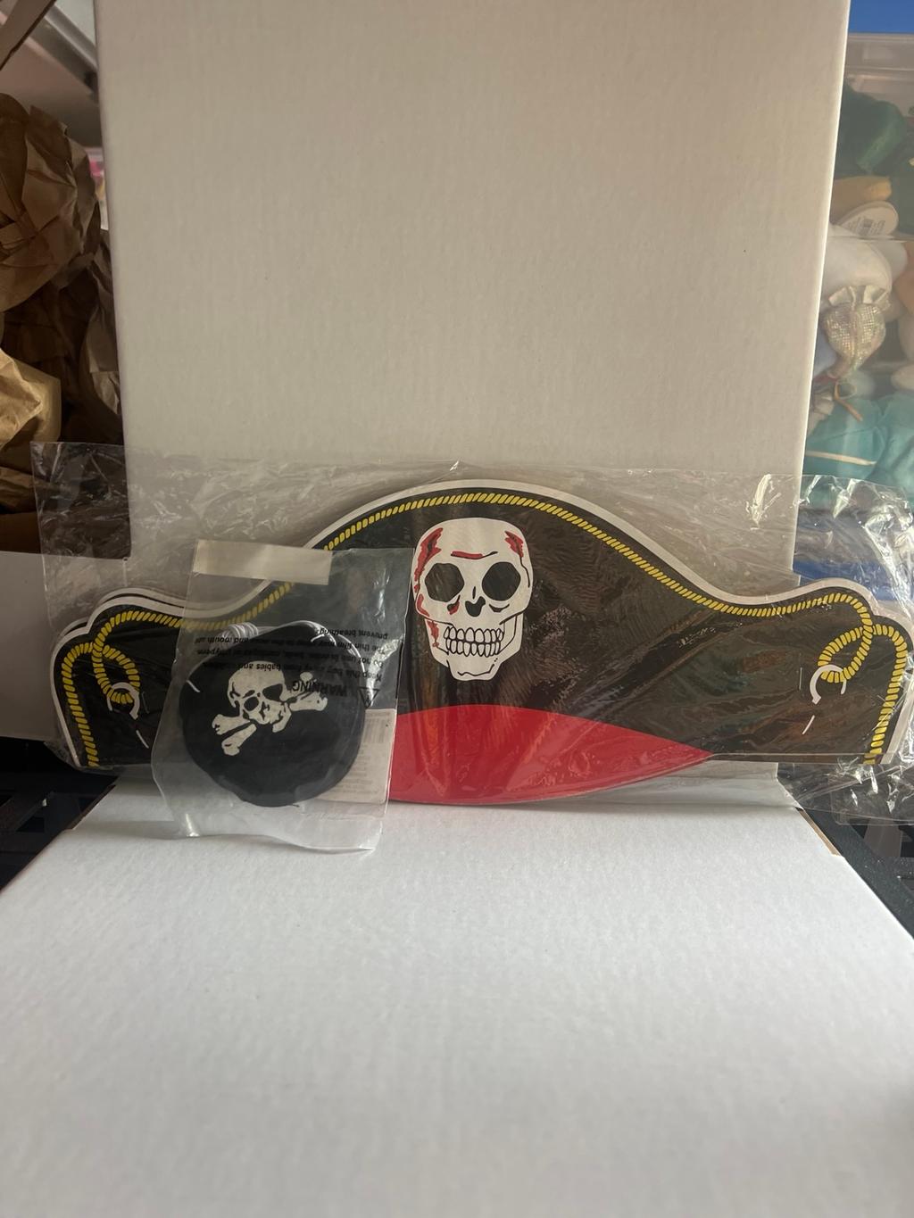 Lot of 12 Cardboard Pirate Hats and 12 Eye Patches Set New in Package