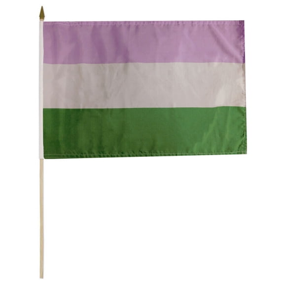 Lot of 12 Genderqueer Pride 100D 12"x18" Stick Flag 30" Wood Staff