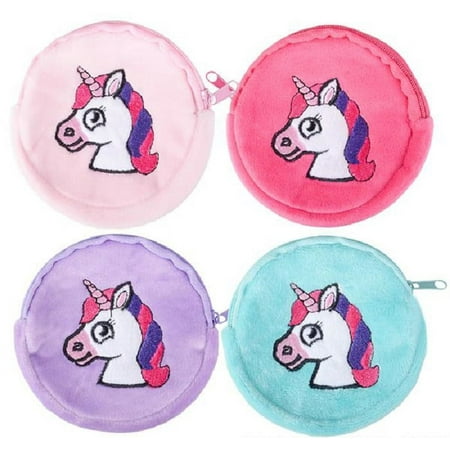 Lot of 12 Unicorn Coin Purses Girl's Birthday Party Favors Fantasy Zipper Pouch