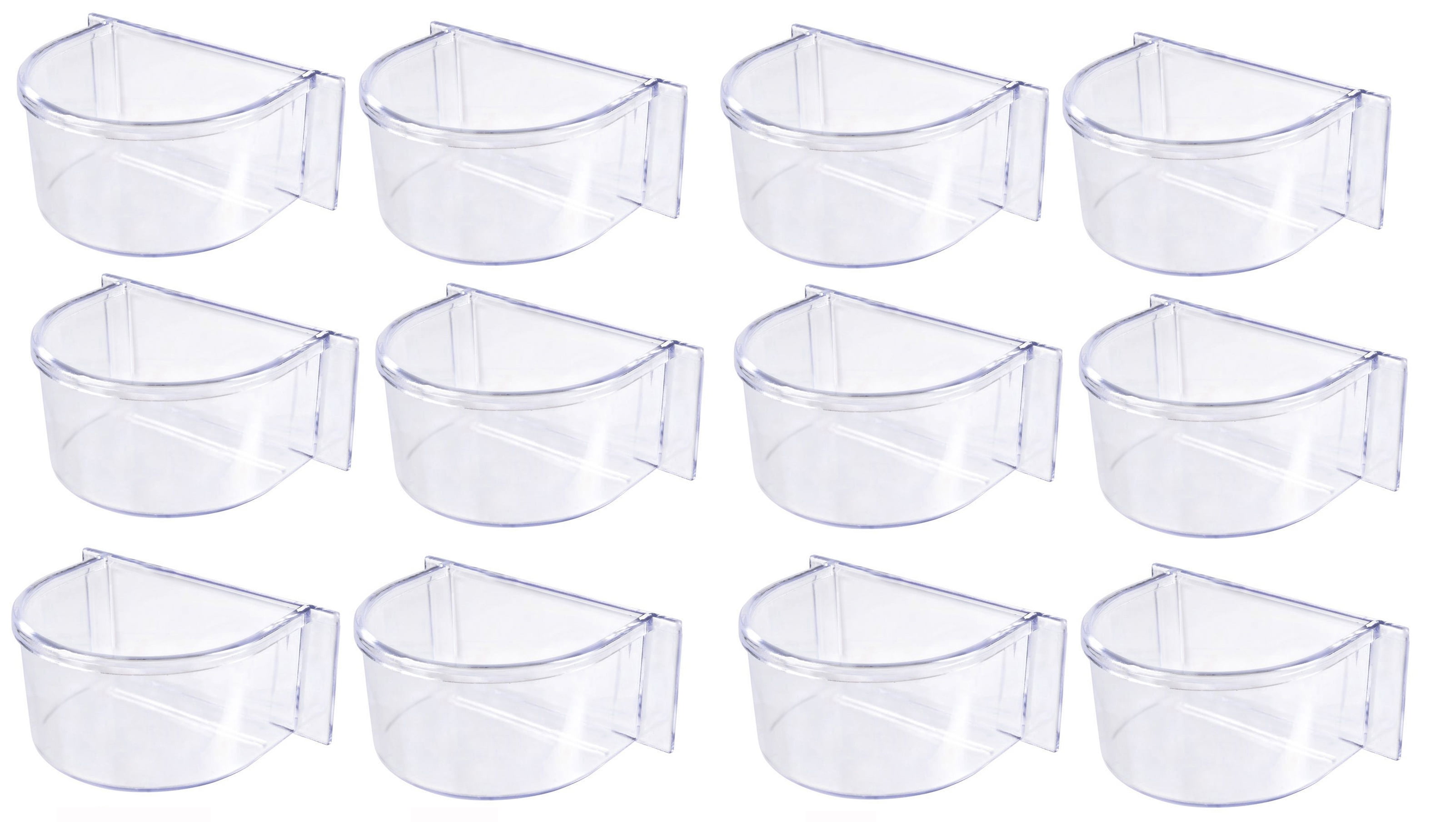 Lot of 12 Winged Universal Bird Flight Cage Seed Water Feeder Clear Cups