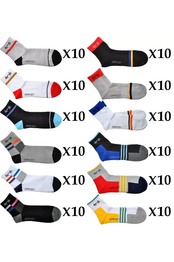 Lot of 120 Men's Athletic Crew Socks, Wholesale Liquidation Clearance Socks