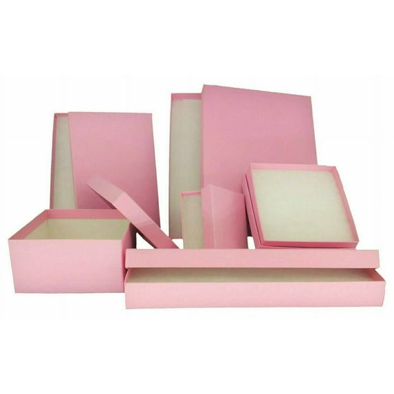 Lot of 15 Light Pink Kraft Cotton Filled Jewelry Packaging Gift Boxes