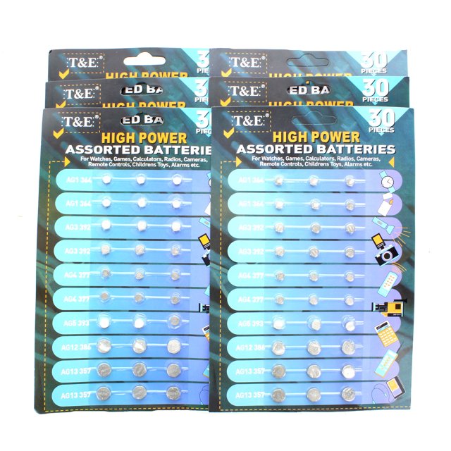 Lot of 180 Assorted Premium Alkaline Round Button Cell Batteries Watch
