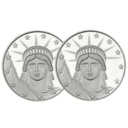 Lot of 2 - 1 Troy oz Lady Liberty .999 Fine Round