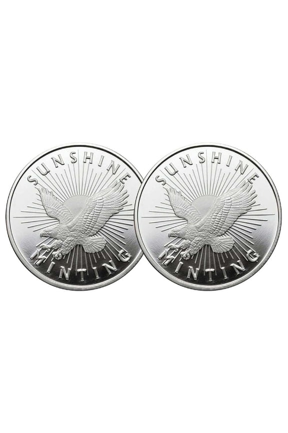 Lot of 2 - 1 Troy oz Sunshine Minting .999 Fine Silver Round Mint Mark SI
