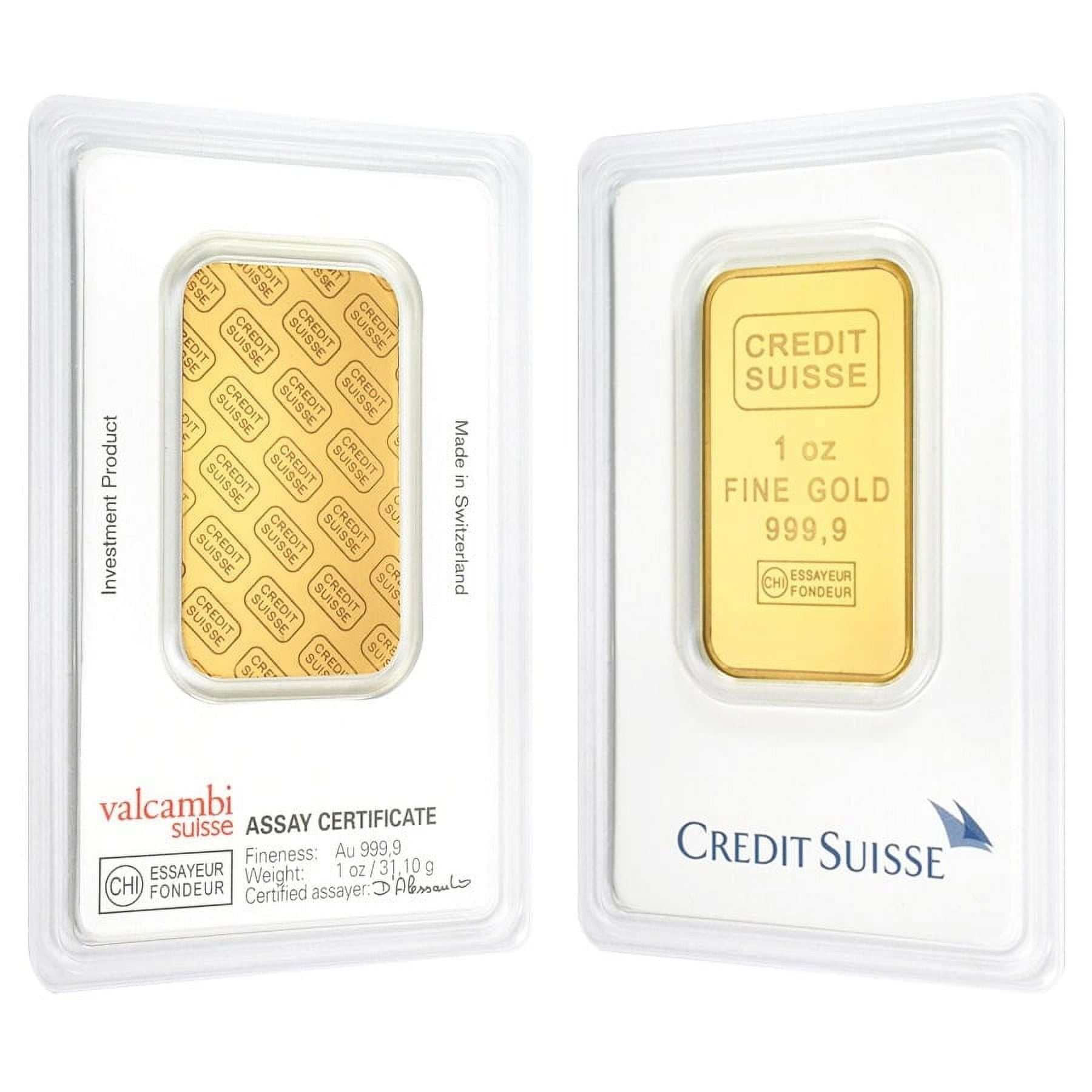 Lot of 2 - 1 oz Credit Suisse Gold Bar .9999 Fine (In Assay)
